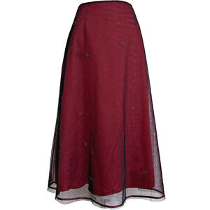 Express World Brand Vintage Skirt Sz 11/12 Red Flowy Fairy Witchy 90s Whimsigoth